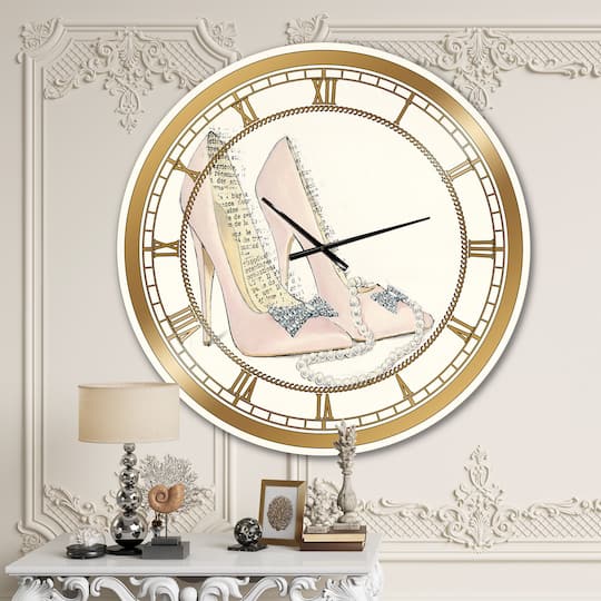 Designart 'Glamorous Black Diamond Stiletto Ii Glam Wall Clock